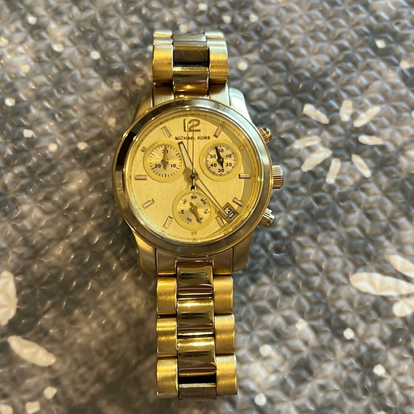 Michael Kors Three-Hand Gold-Tone Stainless Steel Watch - Picture 1 of 5